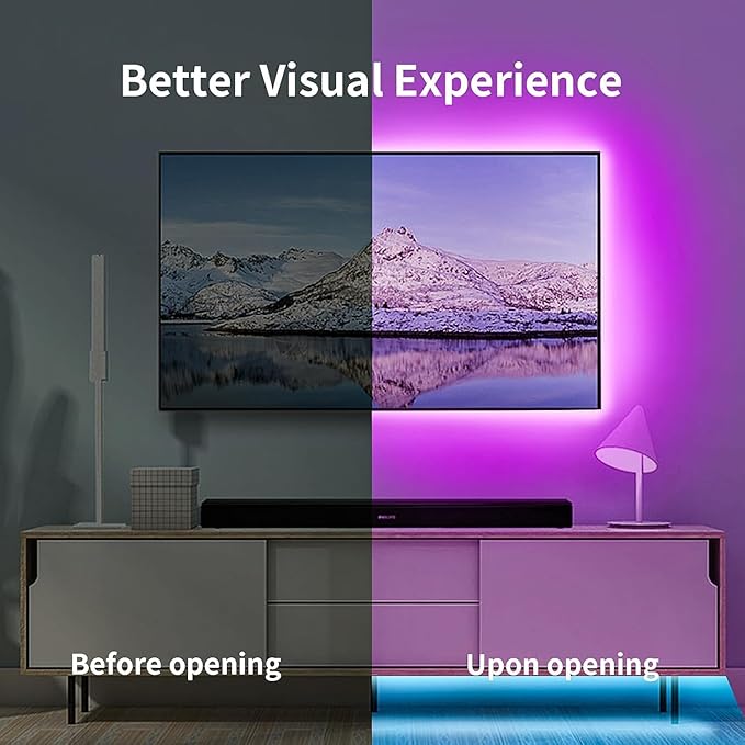 KSIPZE LED Lights for TV, 16.5ft TV led Backlight for 45-75 Inch TVs RGB TV Backlight Behind Music Sync Bluetooth APP & Button Control TV LED Strip Lights USB Powered for Bedroom/Gaming