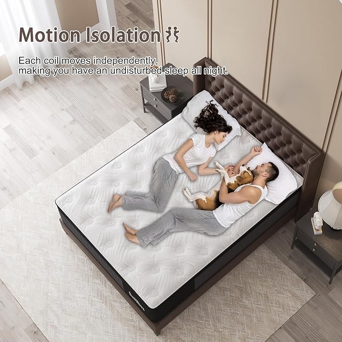 Twin Mattress, 12 Inch Hybrid Mattresses Eurotop with Gel Memory Foam,Motion Isolation Individually Wrapped Pocket Coils Breathable Comfort Soft Pressure Relief 100 Night Trial