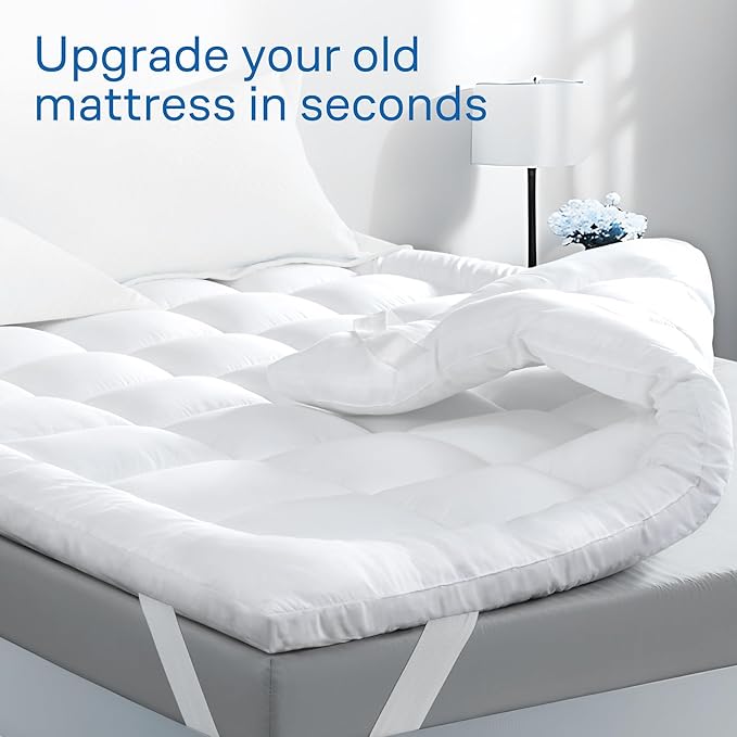 Niagara Mattress Topper Full XL - Cooling Breathable Pillow Top Mattress Pad for Back Pain Relief - Deep Pocket Topper Fits 8-20 Inches Mattress