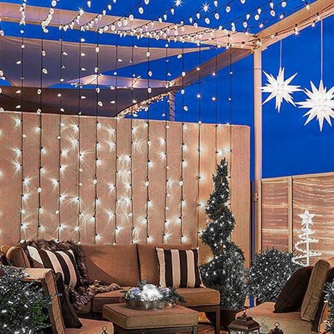 Brizled C9 Christmas Lights Cool White 16FT 25 LED 120V UL Certified Faceted Outdoor Christmas String Lights Connectable Xmas Tree Light for Tree, Holiday, House, Roof Decor