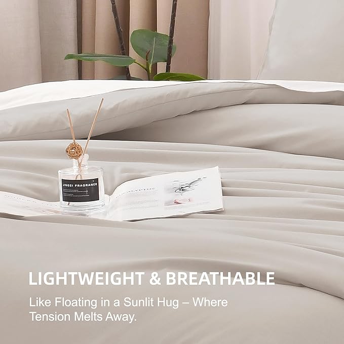 Litanika Linen Super King Plus Comforter Set, 3 Pieces Linen Lightweight Solid Super King Plus Bedding Comforter Set, All Season Fluffy Bed Set (1 Comforter & 2 Pillowcases)