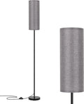 FRIDEKO HOME Floor Lamp with Grey Shade, Simple Design with Foot Pedal Switch, Small Tall Lamps for Living Room Bedroom Office, Corner Floor Stand Light with Black Pole Lamp (No Bulb/No Remote)