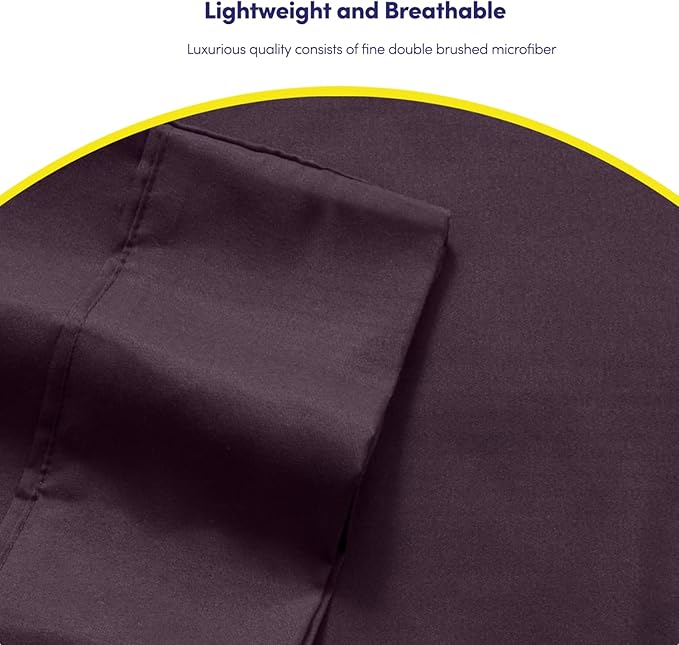 King Size Bed Sheets - 6 Piece 1500 Supreme Collection Fine Brushed Microfiber Deep Pocket King Sheet Set Bedding - 2 Extra Pillow Cases, Great Value, King, Purple