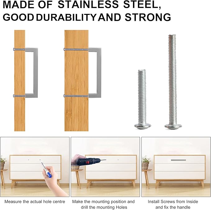 Cabinet Pulls Brushed Nickel Cabinet Handles Square Drawer Pulls, 2 Pack 13-4/5 Inch Stainless Steel Kitchen Door Cupboard Cabinet Handles, Cabinet Hardware Drawer Handles, 352mm Hole Centers