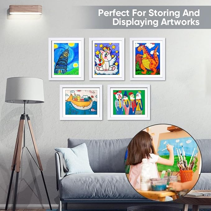 [3-Pack] Kids Artwork Frames Changeable - Kids Art Frame,Front Opening Holds 150,Children Art Projects Kids Art Frames,10x12.5 Picture Frame for Display Kid Art Work,With Storage(White)