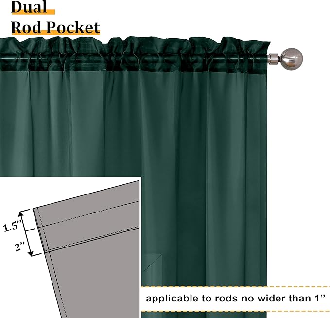 Aiyufeng Hunter Green Sheer Curtain Drapes 54 Inch Length 2 Panels for Living Room, Light Filtering Voile Green Drapes for Bedroom, Patio, Sliding Door, Each 42" W x 54" L