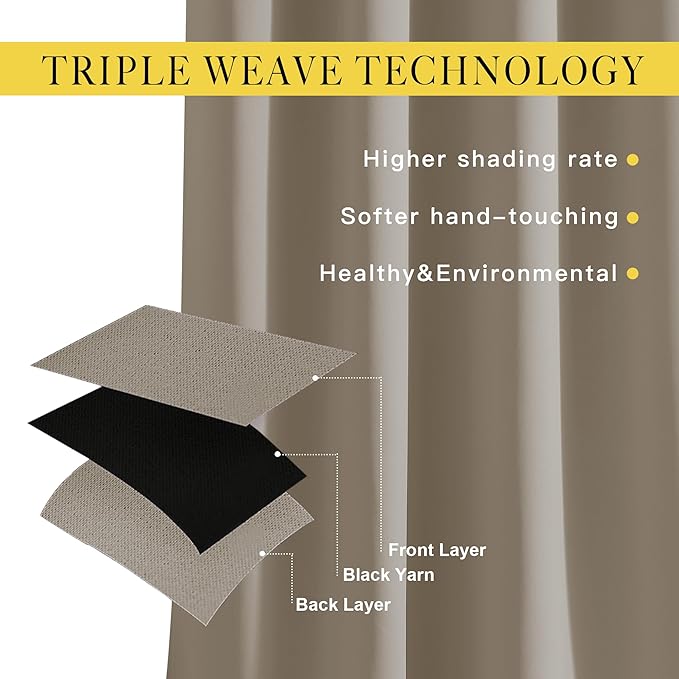 NICETOWN Room Darkening Curtains Panels for Bedroom - Energy Saving Thermal Insulated Solid Ring Top Light Blocking Window Drapes for Flat (Taupe, 2 Panels, 66 x 72 Inch)