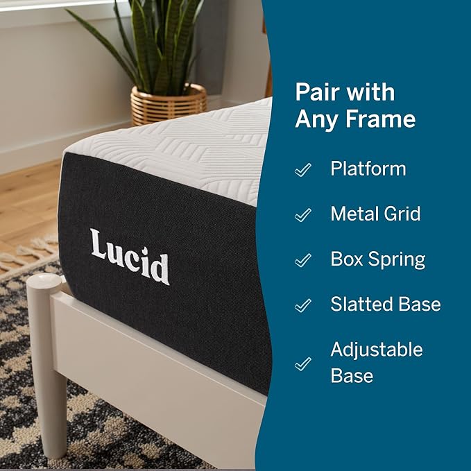 Lucid 10 Inch Memory Foam Mattress - Plush Feel - Infused with Refreshing Bamboo Charcoal and Cooling Gel - Bed in a Box - Temperature Regulating - Pressure Relief - Breathable - Twin Size