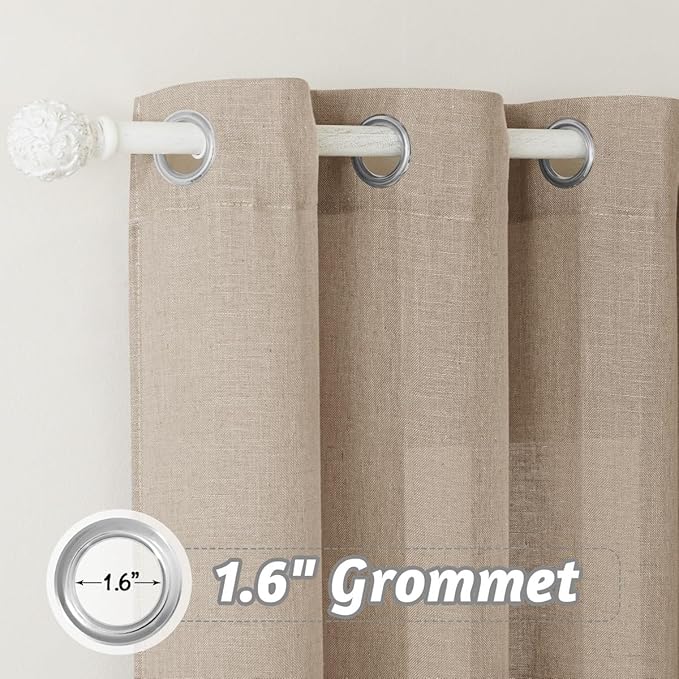 RYB HOME Extra Wide Semi Sheer Curtains, Grommet Easy Sliding Room Divider for Office Bedroom Separation, Large Window Curtains for Sliding Glass Door, Khaki, W 100 x L 84, 1 Pcs