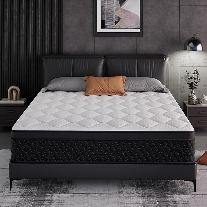 ELEMUSE Twin XL Mattress, 10 Inch Hybrid Memory Foam Mattress in a Box, Pressure Relieving Comfort, Individual Pocket Springs for Motion Isolation, Medium Firm, CertiPUR-US Certified, Fiberglass Free