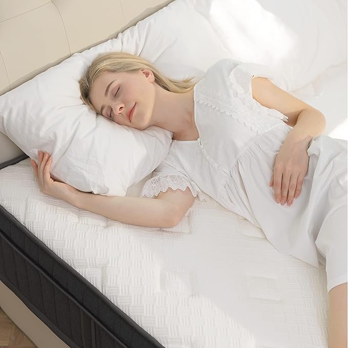 Queen Mattress, 10 Inch Hybrid Mattress in a Box with Gel Memory Foam and Pocket Spring, Medium Firm Feel, Cooler Sleep & Pressure Relief, 60 * 80 * 10, 120 Nights Risk-Free Trial