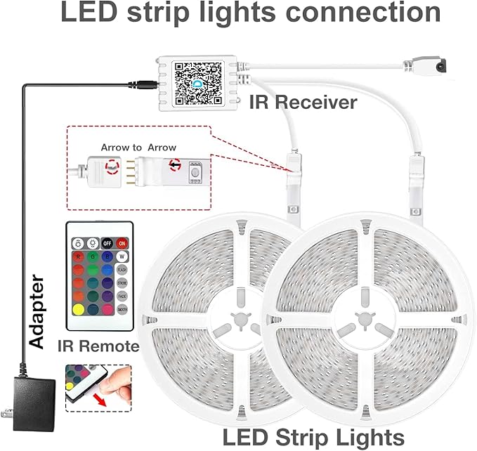 DAYBETTER LED Strip Lights 400ft (4 Rolls of 100ft), Color Changing Lights Strip for Bedroom, Desk, Indoor, Room Bedroom, Girl Boy Brithday Gifts RGB Decor with Remote and 24V Power Supply