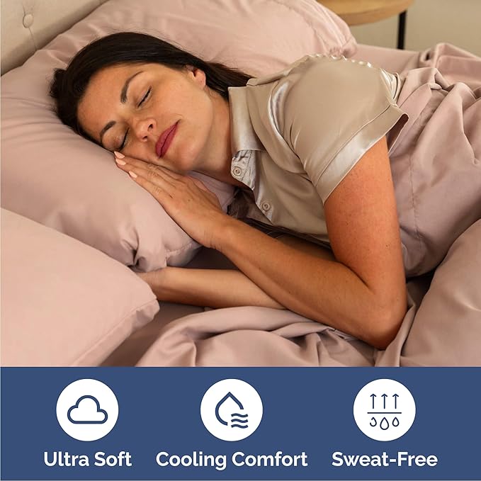 Cal King Size 4 Piece Sheet Set - Comfy Breathable & Cooling Bed Sheets Set - Hotel Luxury Bedding for Women, Men, Kids, Teens, Boys & Girls - Deep Pockets, Ultra-Soft, Wrinkle Free - Oeko-Tex - Mauve