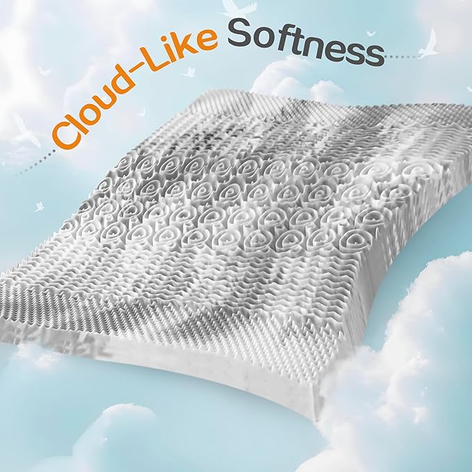SINWEEK 2 Inch Mattress Topper 5-Zone Memory Foam Mattress Topper Pressure Relieve Soft Mattress Pad, CertiPUR-US Certified, Full Size, Gray