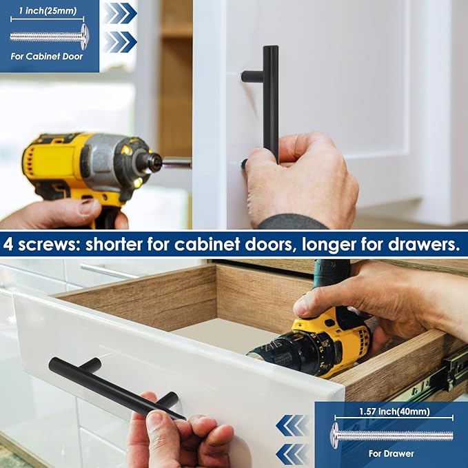 HBL' 5 Pack | 3 Inch Center to Center Matte Black Cabinet Pulls Kitchen Cabinet Handles,Made of Stainless Steel,Ideal for Cabinet,Drawer,Cupboard and Wardrobe.