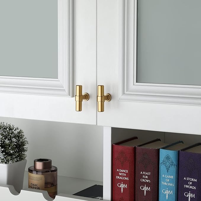LONTAN 35 Pack Gold Cabinet Knobs Matte Gold Kitchen Cabinet Knobs for Dresser Drawers Brushed Gold T-bar Hardware for Dresser Bathroom