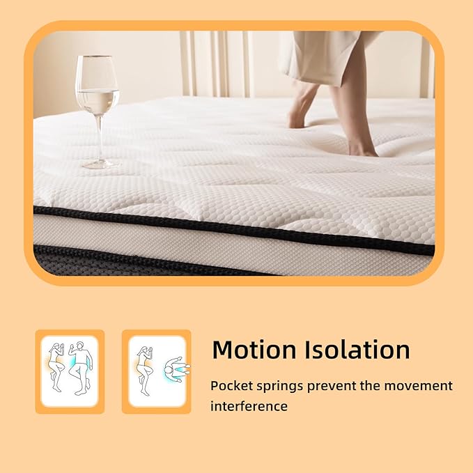 Full Size Mattress, 10 Inch Full Mattress in a Box, Memory Foam Hybrid Mattresses with Individual Pocket Spring for Motion Isolation & Silent Sleep, Pressure Relief, Medium Firm