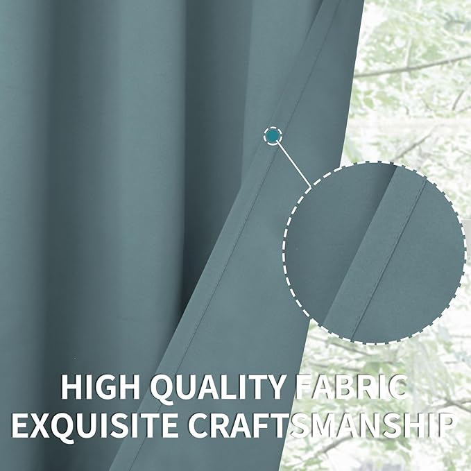BGment Room Darkening Curtains 72 Inches Long - Grommet Thermal Insulated Drapes Window Treatment Curtains for Bedroom, 2 Panels, 52 x 72 Inch, Stone Blue