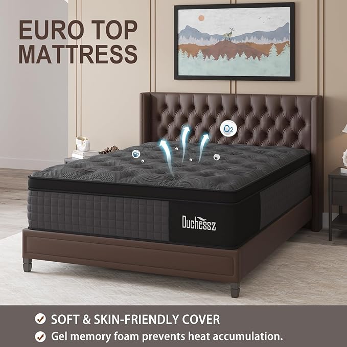 Twin Mattress, 14 Inch Hybrid Mattresses Black with Gel Memory Foam and Individually Pocket Innerspring Euro Top Medium Firm for Motion Isolation, Edge Support, 100 Night Trial