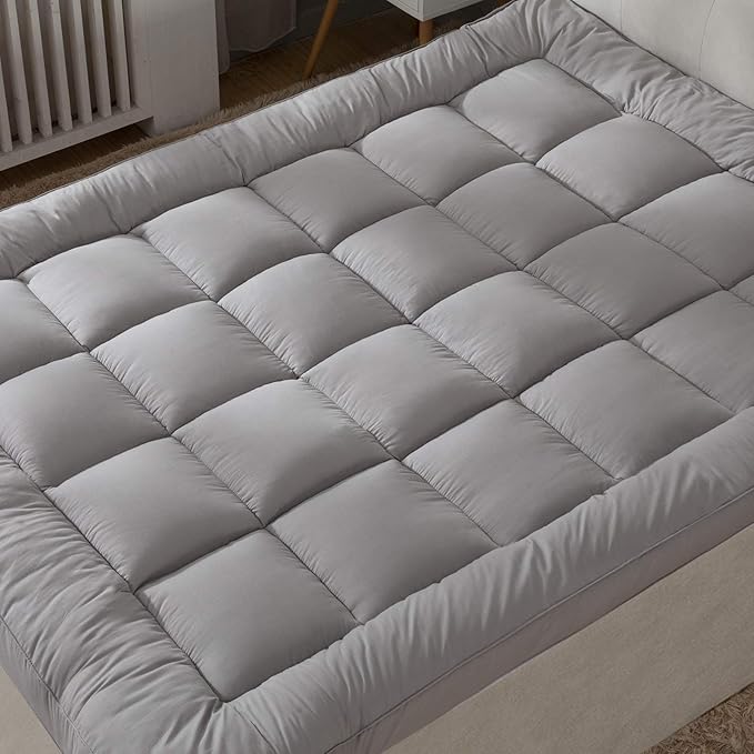 Plush Extra Thick Twin XL Mattress Topper, Soft & Cooling Pillow Top Bed Topper for Back Pain with 300TC Cotton Cover, Overfilled Mattress Pad Cover for Back Pain, Fit to 6”-22” Mattress.