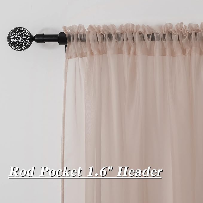 HUTO Blush Pink Sheer Curtains 84 inches Long for Bedroom Top Rod Pocket Sheer Window Panels Curtains for Nursery Living Room 52 by 84 Inch Length Set of 2 Panels