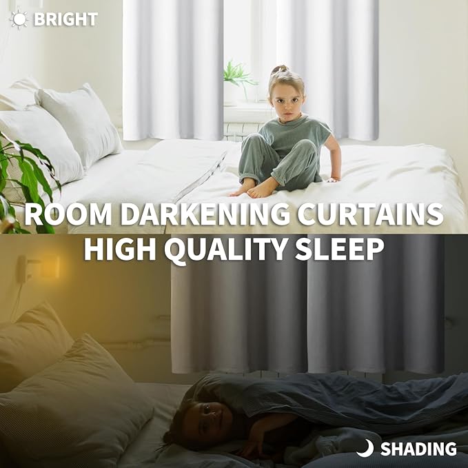 BGment Room Darkening Curtains for Bedroom - Grommet Thermal Insulated Window Treatments Light Blocking Curtains for Living Room, Set of 2 Panels, Each 46 x 72 Inch, Pure White