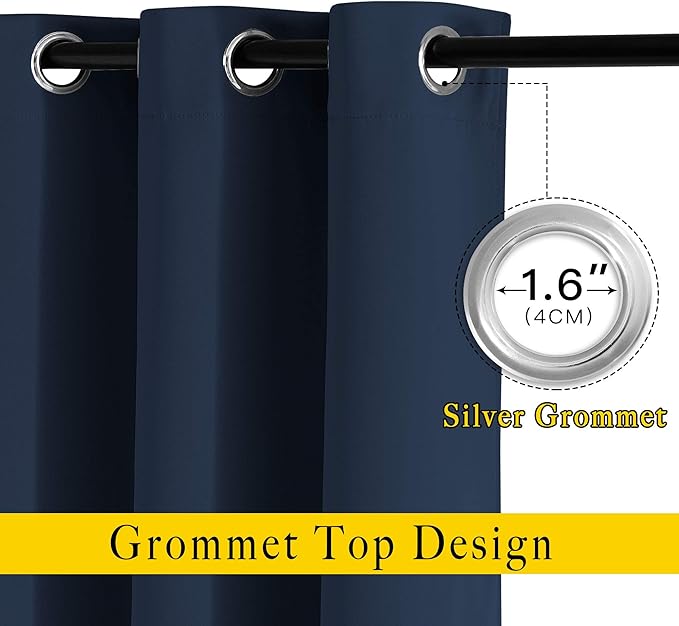 NICETOWN Navy Blackout Curtains 84 inch Length 2 Panels, Grommet Thermal Insulated Window Treatments Light & Sound Reducing Drapes for Living Room/Bedroom, W46 x L84