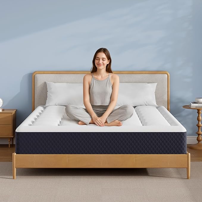 ONENICE 8 Inch Queen Mattress in a Box, Breathable Gel-Memory Foam Plus Pillowtop Mattress for Pressure Relief, CertiPUR-US Certified Bed in a Box, Fiberglass-Free