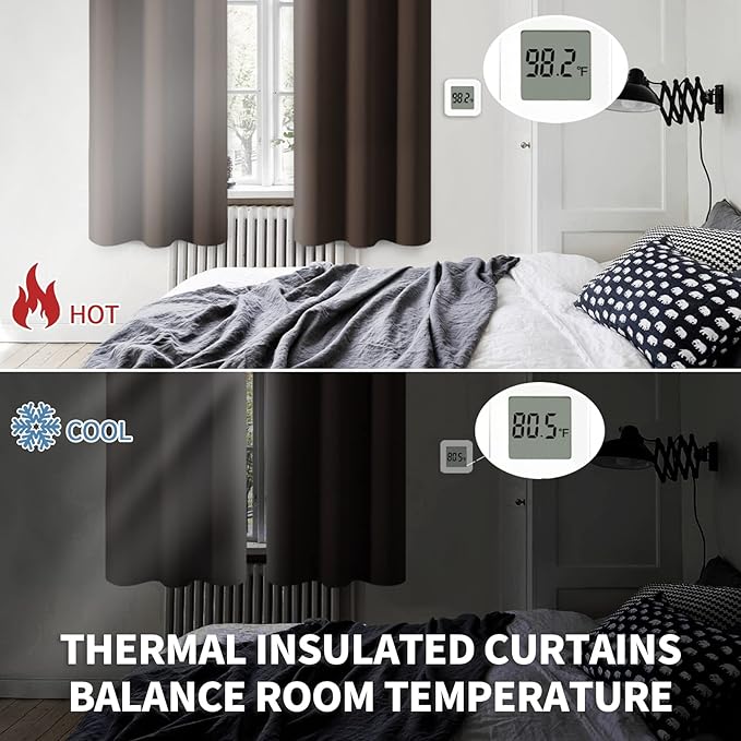 BGment Brown Blackout Curtains 84 Inch Length 2 Panels Set, Grommet Thermal Insulated Room Darkening Curtains for Bedroom, Each 46 x 84 Inch