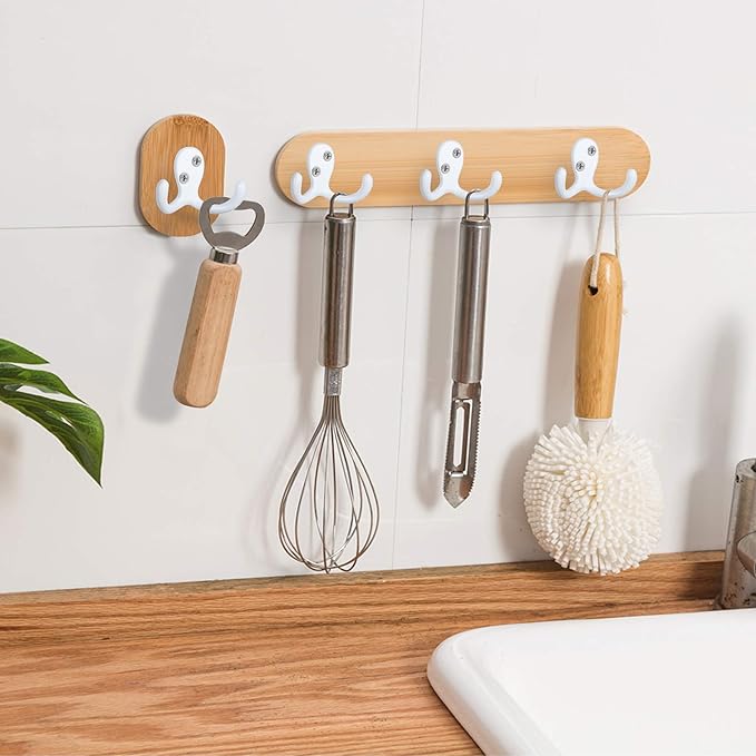 IBosins 8 Pack Heavy Duty Double Prong Coat Hooks Wall Mounted with 16 Screws Retro Double Hooks Utility Hooks for Coat, Scarf, Bag, Towel, Key, Cap, Cup, Hat