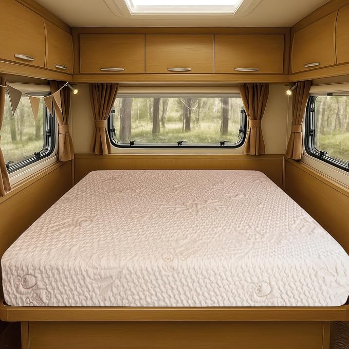 Foamma 6" x 34" x 75" Gel Memory Foam Mattress for RV with Water Resistant Organic Cotton Cover, Firm High Density Foam Base, USA Made, CertiPUR-US Certified Foam