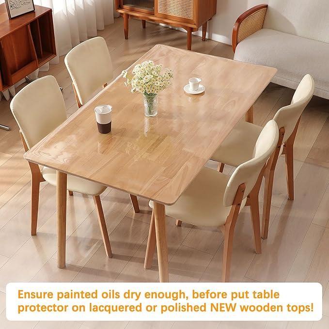 Clear Table Protector for Dining Room Table Square Vinyl PVC Plastic Tablecloth Kitchen Glass Coffee Marble Table Countertop Wood Furniture Protective Cover Waterproof Office Desk Pad Mat 40 x 40 Inch