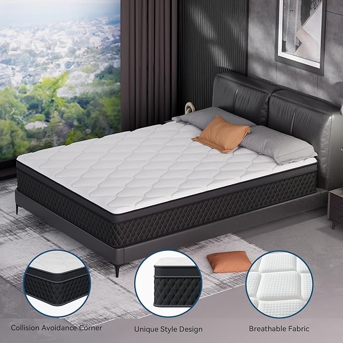 ELEMUSE Twin Mattress, 10 Inch Hybrid Memory Foam Mattress in a Box, Pressure Relieving Comfort, Individual Pocket Springs for Motion Isolation, Medium Firm, CertiPUR-US Certified, Fiberglass Free