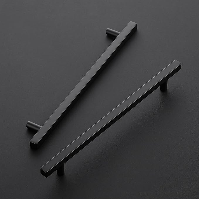 Ravinte Black Cabinet Handles 5 Pack 8-4/5 inch Matte Black Square Cabinet Pulls Kitchen Hardware 11-3/10 inch Overall Length Kitchen Drawer Pulls