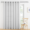 RYB HOME Linen Blended Curtains 100 inch Width, Privacy Drapes Boho Style Wrinkle Resistance Fabric for Nursery Kitchen Large Windows Country Rustic Decor, Dove Grey, W 100 x L 90, 1 Pc