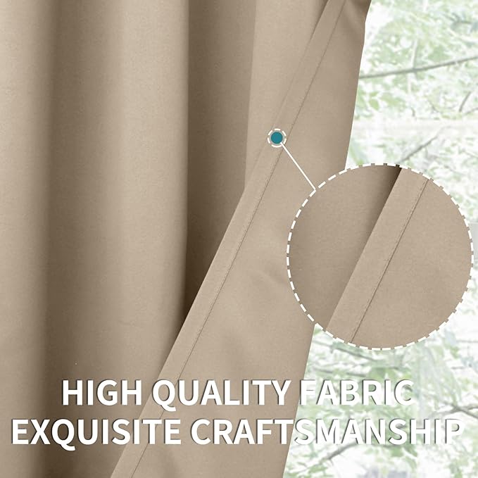 BGment Blackout Curtains - Grommet Thermal Insulated Room Darkening Bedroom and Living Room Curtains, Set of 2 Panels (52 x 63 Inch, Sand)