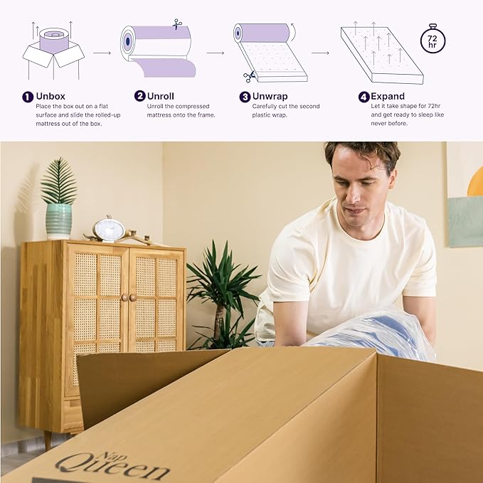 NapQueen King Mattress, 10 Inch Victoria Hybrid Cooling Gel Infused Pocket Spring and Memory Foam Mattress, King Size Mattress Bed in a Box, CertiPUR-US Certified, Fiberglass-Free Mattress