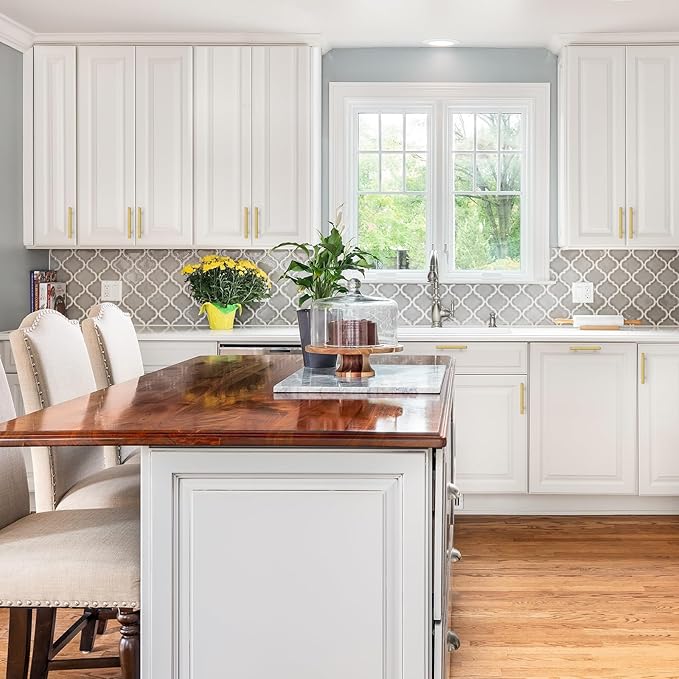 JOY DECOR 10 Pack 3-3/4 Inch Brushed Brass Square Cabinet Handles Stainless Steel Cabinet Hardware Pulls for Kitchen and Drawers with 6 Inch Overall Length
