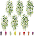 6-Pack Outdoor Faux Plants, 69-Flowered Large Morning Glory, Uv-Resistant Artificial Morning Glory,Perfect for Outdoor Decoration in All Seasons Such as Porches and Gardens (White)