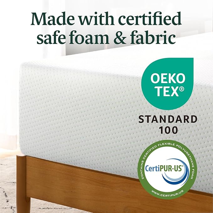 ZINUS 12 Inch King Green Tea Memory Foam Mattress [New Version], Fiberglass free, Medium Firm Feel, Zoned Pressure Relief, Certified Safe Foams & Fabric, Mattress in A Box