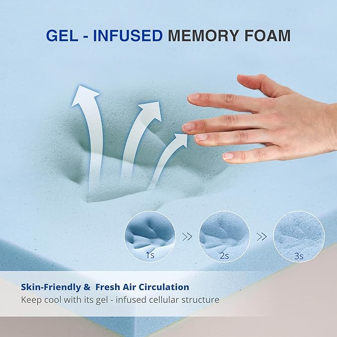 12 Inch Queen Size Mattress, Gel Cooling Memory Foam Mattress in A Box, Medium Firm Feel for Back Pain Relief, CertiPUR US Certified