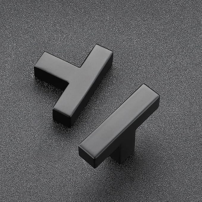 Ravinte 1 Pack Black Cabinet Pulls Single Hole Square Kitchen Cabinet Handles Matte Black Kitchen Hardware for Drawer Pulls Drawer Handles Come with Screwdriver