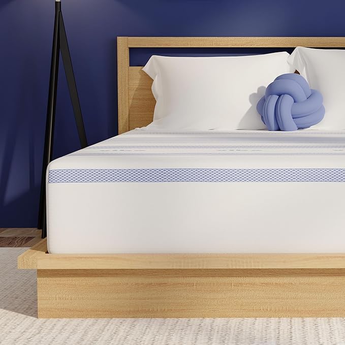 Vibe Gel Memory Foam Mattress, Fiberglass Free 8-Inch CertiPUR-US Certified Bed-in-a-Box, Full, White