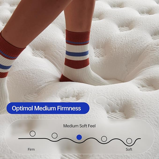 Twin Size Mattress,10 Inch Twin Mattress in a Box,Superior Hybrid with Gel Memory Foam or Back & Lumbar Support,100 Night Trial,Soft,Pressure Relief,Zoned Support Spring, Medium Firm