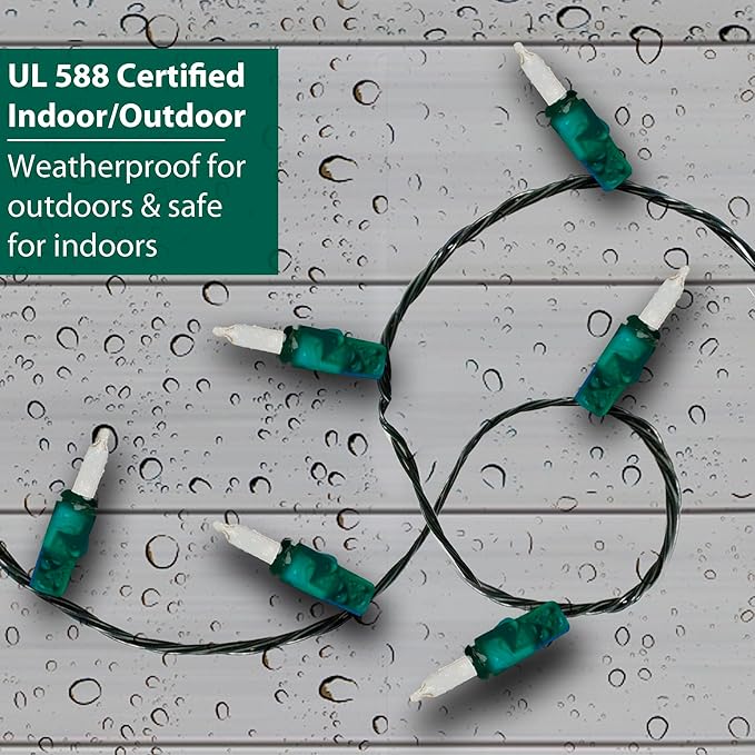 Brite Star 100 Count Mini String Christmas Lights, Blue - 22 feet Indoor/Outdoor Christmas Tree Lights with Green Wire (Set of 2)