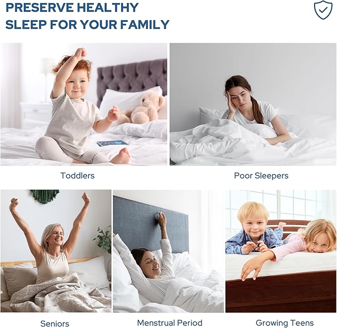 BEDLORE Waterproof Mattress Protector, Queen Size Noiseless Mattress Pad with Deep Pocket Fitted Up to 6-18 inches, Soft Noiseless Bed Mattress Cover Washable for Home, Bedroom, Hotel (White)