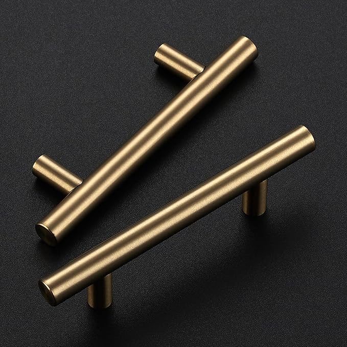 Ravinte 12 Pack 5 Inch Cabinet Pulls Champagne Bronze Stainless Steel Kitchen Drawer Pulls Cabinet Handles 5 InchLength, 3 Inch Hole Center