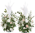 Ling's Moment 41" Tall Free Standing Artificial Flowers Arrangements 2 pcs, Wedding Arch Altar Stage Decorations White Sage for Spring Ceremony Reception Rose Fake Floral Party Outdoor Garden Decor