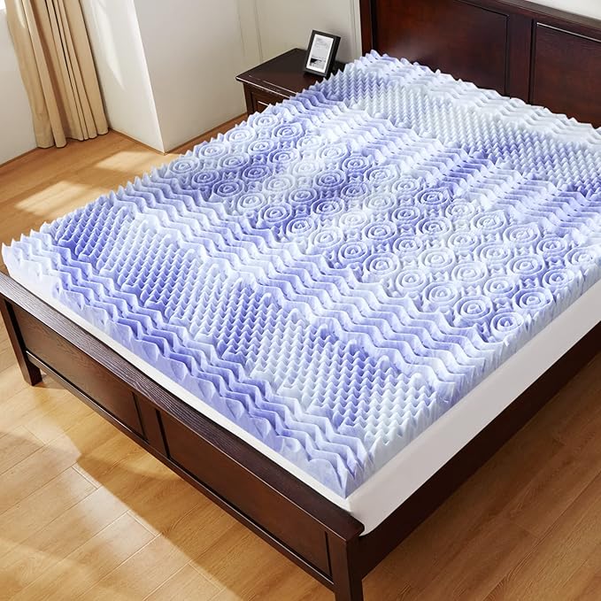 Dreamsmith 4 Inch 7-Zone Queen Memory Foam Mattress Topper, Cooling Gel Infused Foam Mattress Pad, Queen Size Bed, CertiPUR-US Certified