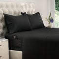 DREAMCARE Full Size Sheets - Cooling Bed Sheets - 4pcs Set - up to 15" Deep Pocket Full Sheet Set - Sheets Full Size Bed - Soft & Long Lasting 100% Fine Brushed Polyester with Side Pocket - Black